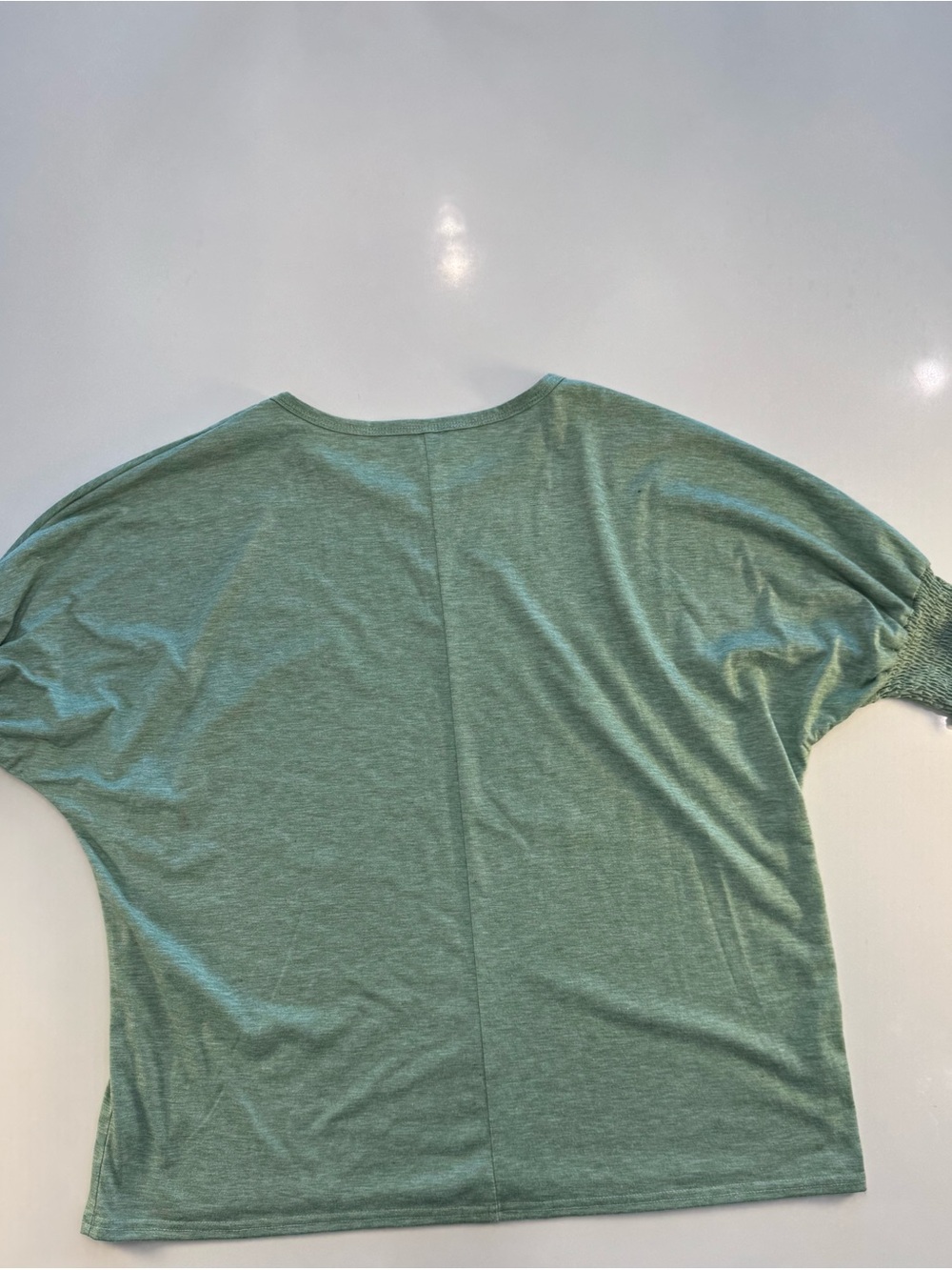 Light Green Smocked Short Sleeve Women's Tee - Picture 9 of 9